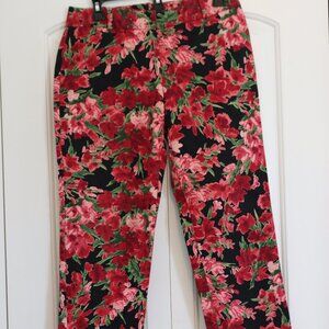 Talbots Blue with Floral Print Crop Pant Size 4 Cotton/Spandex Casual Colorful